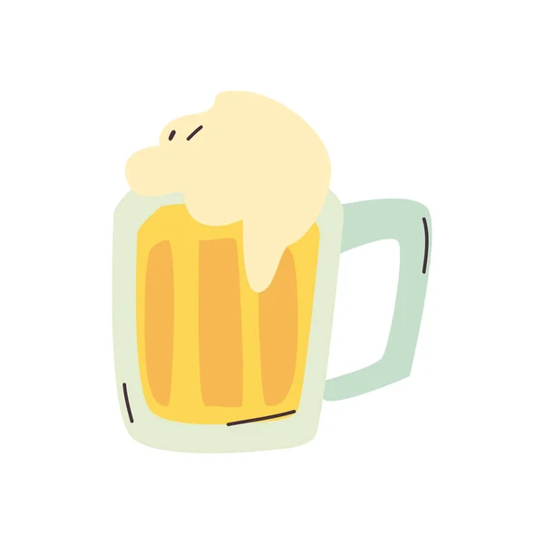 Μεμονωμένο γυαλί μπύρας επίπεδη στυλ εικονίδιο διανυσματικό σχεδιασμό — Διανυσματικό Αρχείο