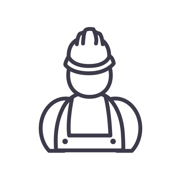 Isolated constructer man with helmet line style icon vector design — Stock Vector