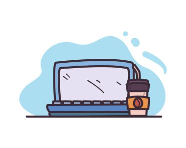 Laptop ve kahve kupası vektör tasarımı