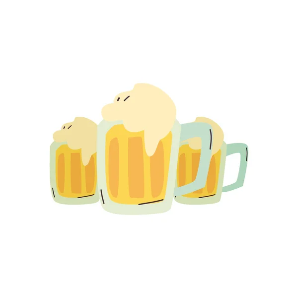 Isolated glasses of beer flat style icon vector design — Stock Vector