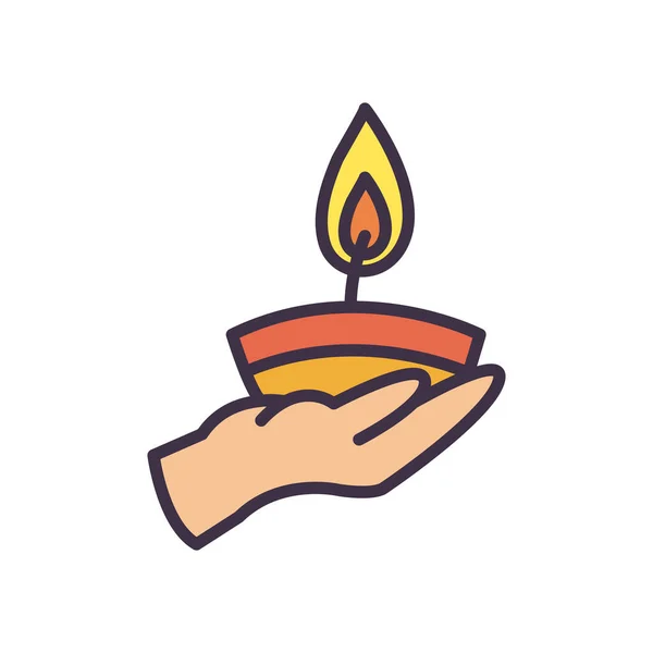 Isolated hand holding candle fill style icon vector design — Stock Vector