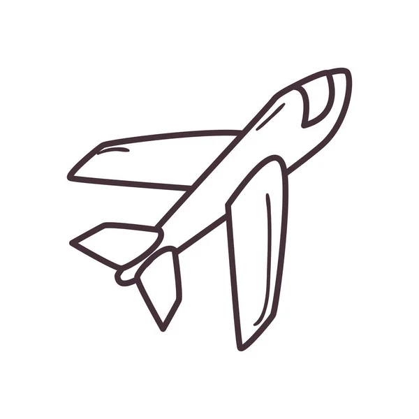 Design de vetor de ícone de estilo de linha de avião isolado — Vetor de Stock
