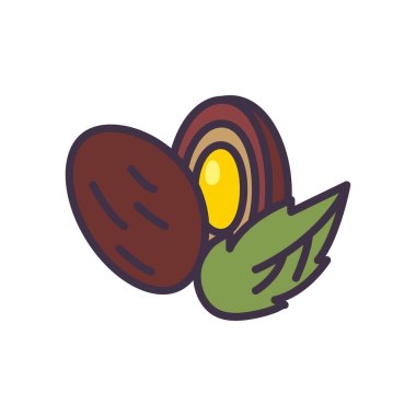 Yaprak doldurma biçimi ikon vektör tasarımlı Mübarek palmiye meyvesi