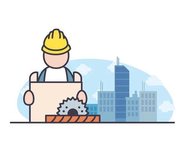 Constructer man with saw vector design — Stockový vektor