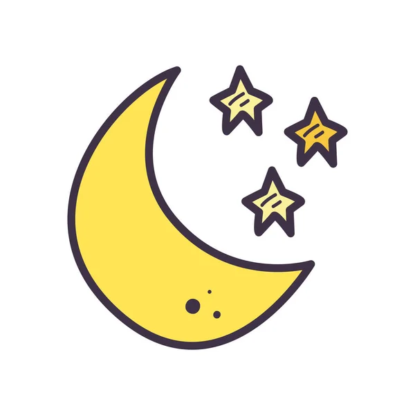孤立した月と星は、スタイルのアイコンのベクトルデザインを埋める — ストックベクタ