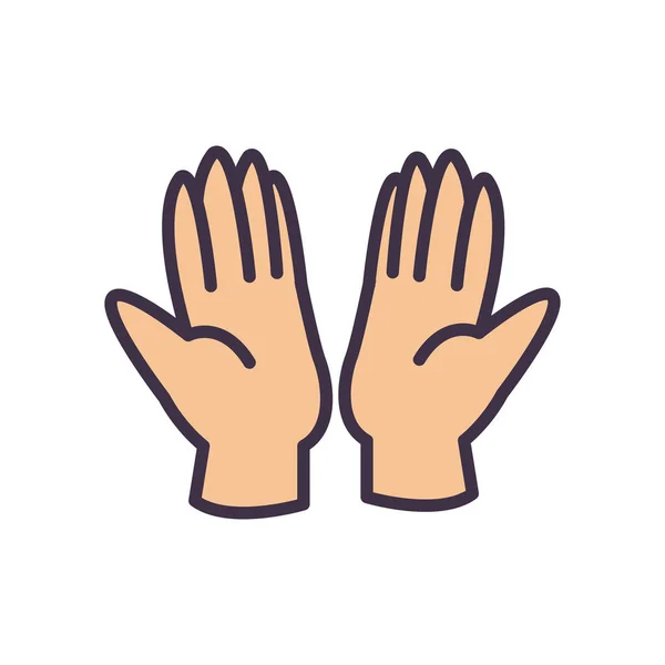 Signe isolé avec les mains remplissent conception vectorielle icône de style — Image vectorielle
