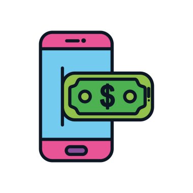 Para fatura simgesi içeren akıllı telefon, blok satırı biçimi