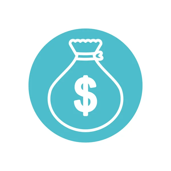 Money bag icon, line block style — Stock Vector