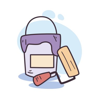 Boya rulosu ve kova vektör tasarımı