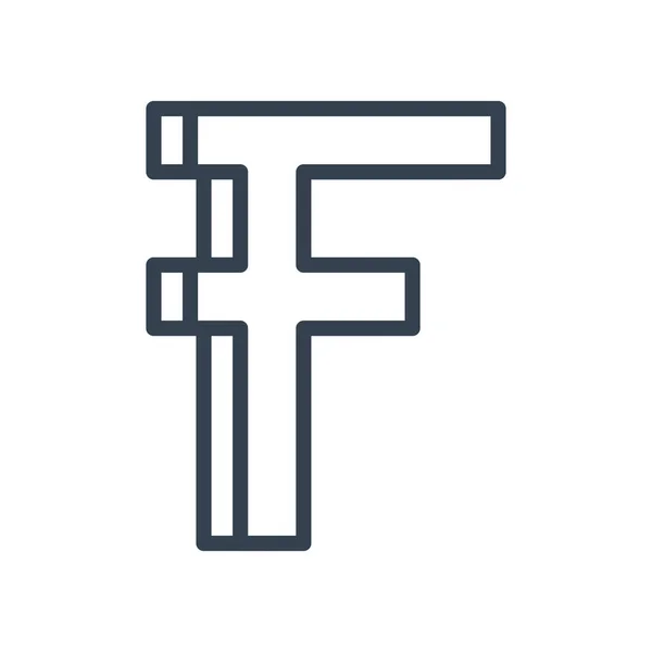 F simbol linie stil icon vector design — Vector de stoc