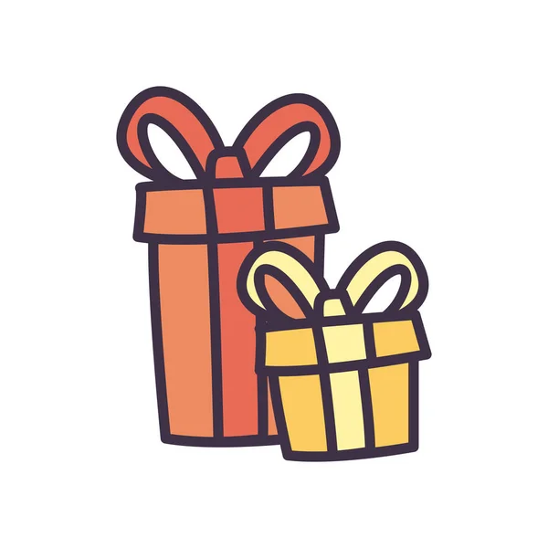 Gifts with bowties fill style icon vector design — Stok Vektör