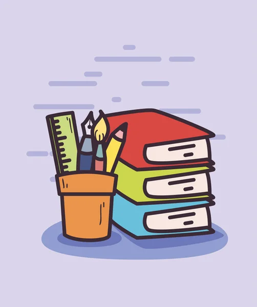 Βιβλία και μολύβια κούπα διάνυσμα σχεδιασμό — Διανυσματικό Αρχείο