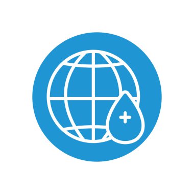 Kan damlası simgesine sahip küresel küre, satır blok biçimi