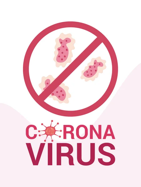 Bakteri coronavirus terisolasi di dalam desain vektor simbol terlarang - Stok Vektor