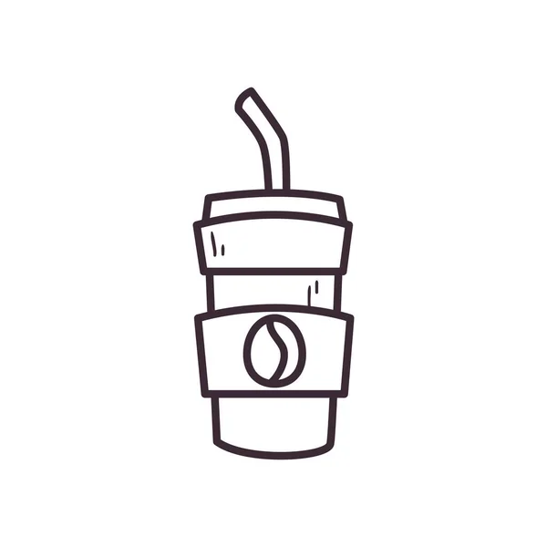 コーヒーマグカップラインスタイルアイコンベクトルデザイン — ストックベクタ