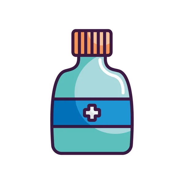 Medizin Flasche Symbol, Linie Farbe Stil — Stockvektor