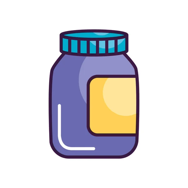 Flaschensymbol für Medikamententabletten, Line Block Stil — Stockvektor