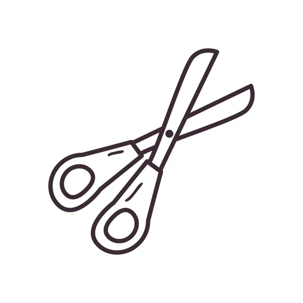 Isolado tesoura ferramenta linha estilo ícone vetor design —  Vetores de Stock