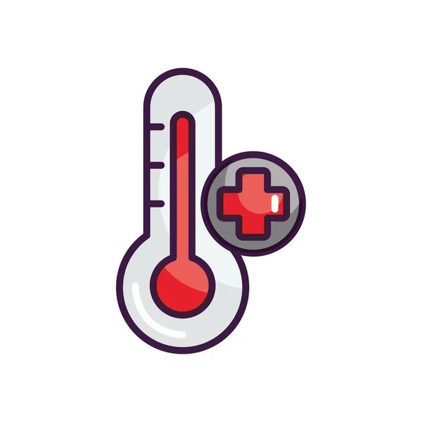 Temperature thermometer icon, line color style — Stock Vector