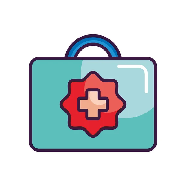 First aid kit icon, line color style — Stock Vector