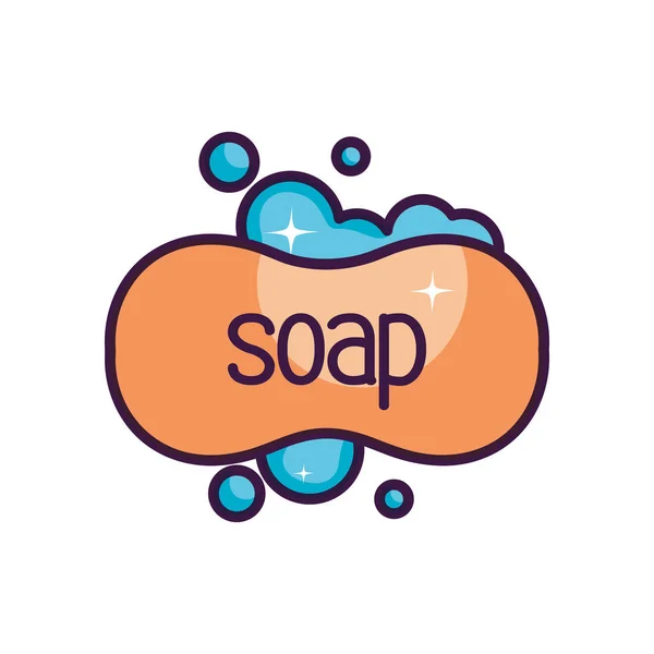 Batang sabun dengan ikon busa, gaya warna baris - Stok Vektor