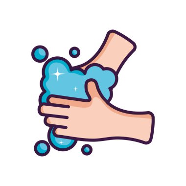 Sabunlu su ikonu ile el yıkama, çizgi rengi