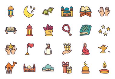 Bayram mübarek doldurma biçim simgesi seti