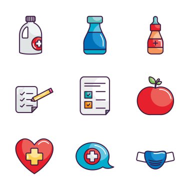 elma ve ilaç simgesi seti, satır renk biçimi