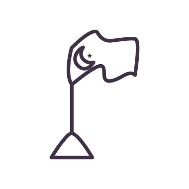 Ay ve yıldız çizgisi biçim vektör tasarımlı Mübarek bayrağı