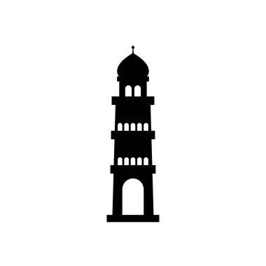 Ramazan konsepti, İslami cami kulesi ikonu, çizgi tarzı.