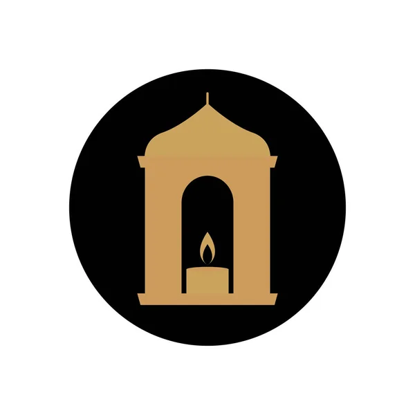 Concepto de ramadán, icono de linterna islámica, estilo de línea de bloque — Vector de stock