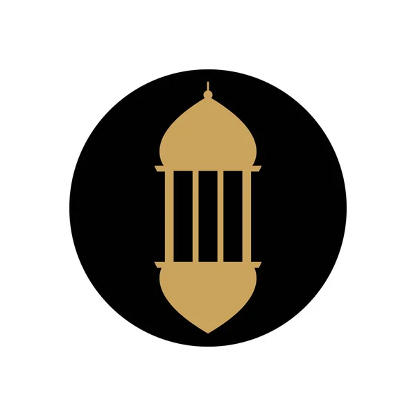 Concepto de ramadán, icono de linterna islámica, estilo de línea de bloque — Vector de stock