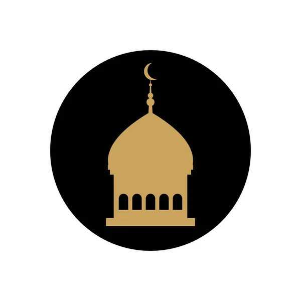 Concepto de ramadán, icono de cúpula de mezquita, estilo de línea de bloque — Vector de stock