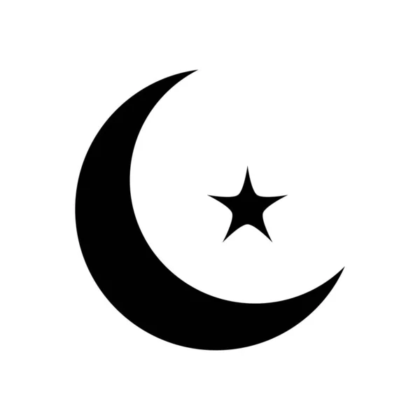 Ramadan-Konzept, Mondsichel und Sternensymbol, Linienblock-Stil — Stockvektor