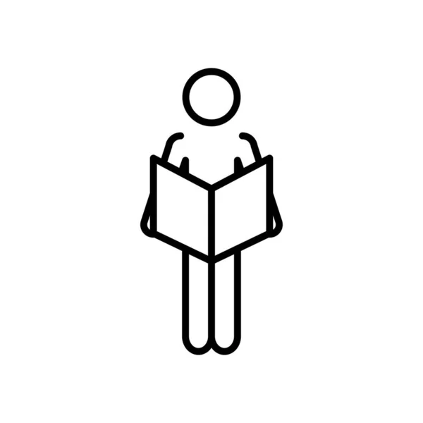 Pictogram man het lezen van een boek pictogram, lijn stijl — Stockvector