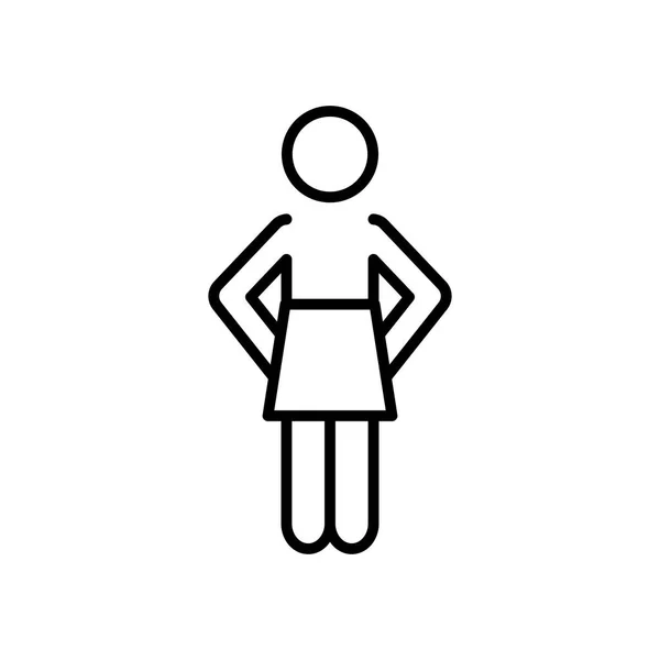 象形文字妇女站立图标，线条风格 — 图库矢量图片
