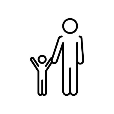 pictogram adam ile küçük çocuk simgesi, çizgi tarzı