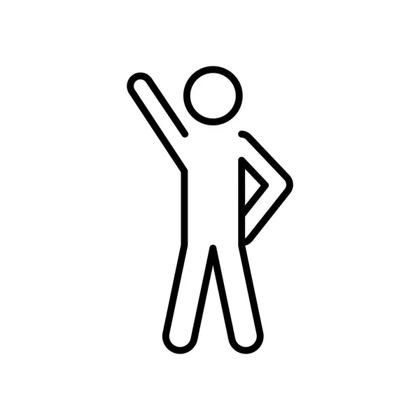 Piktogramm Mann mit Führerpose, Linienstil — Stockvektor