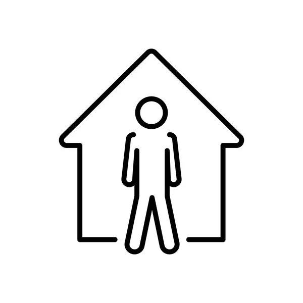 Casa y pictograma hombre standin icono, estilo de línea — Vector de stock