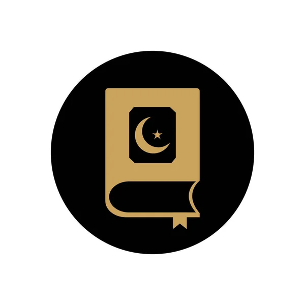 Concept de ramadan, icône de Coran islamique, style de ligne de bloc — Image vectorielle