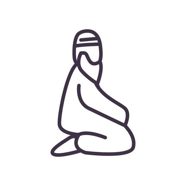 Moslim man avatar lijn stijl pictogram vector ontwerp — Stockvector