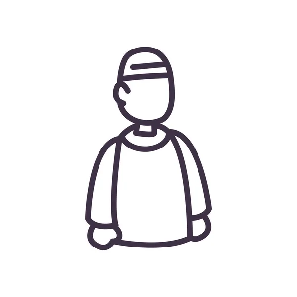 Muslim man avatar line styl ikony vektor design — Stockový vektor
