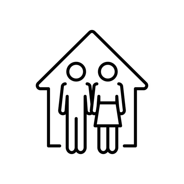 Pictogram couple in the house icon, line style — Stock Vector