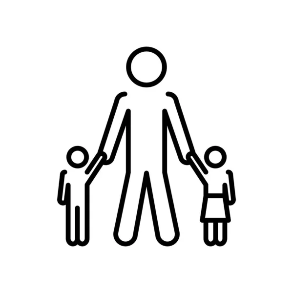Pittogramma uomo con bambini piccoli, linea stile — Vettoriale Stock