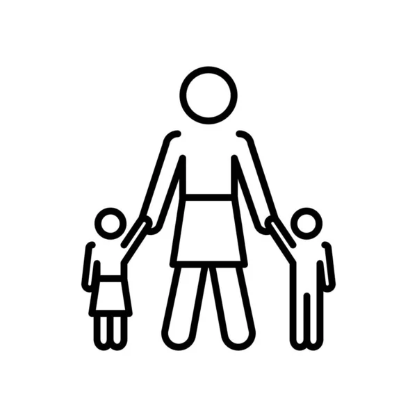 Piktogramm Frau mit Kindersymbol, Linienstil — Stockvektor
