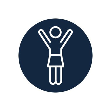 Piktogram kadın kolları havada, sıra blok tarzı