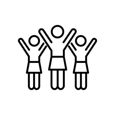 pictogram kadın kolları havada, çizgi tarzı