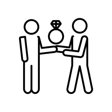 Yüzük simgesi olan pictogram adamları, satır biçimi