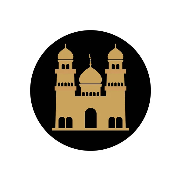 Concepto eid mubarak, icono de la mezquita islámica, estilo bloque — Vector de stock