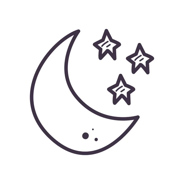 Isolierte Mond und Sterne Linie Stil-Symbol-Vektor-Design — Stockvektor